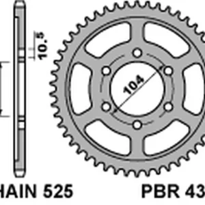 Novinka PBR rozeta 4359 44 C45 KAWASAKI ZXR 750R NINJA '96-'03, KLZ VERSYS 1000 '12-'20, Z 1000 '03-'20 (JTR1489.44) (ŁAŃC. 525) (MADE IN ITALY)